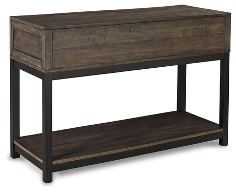 Back view of Johurst Grayish Brown Sofa Console Table