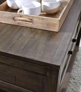 Close-up detail of Johurst Sofa Console Table drawer and hardware