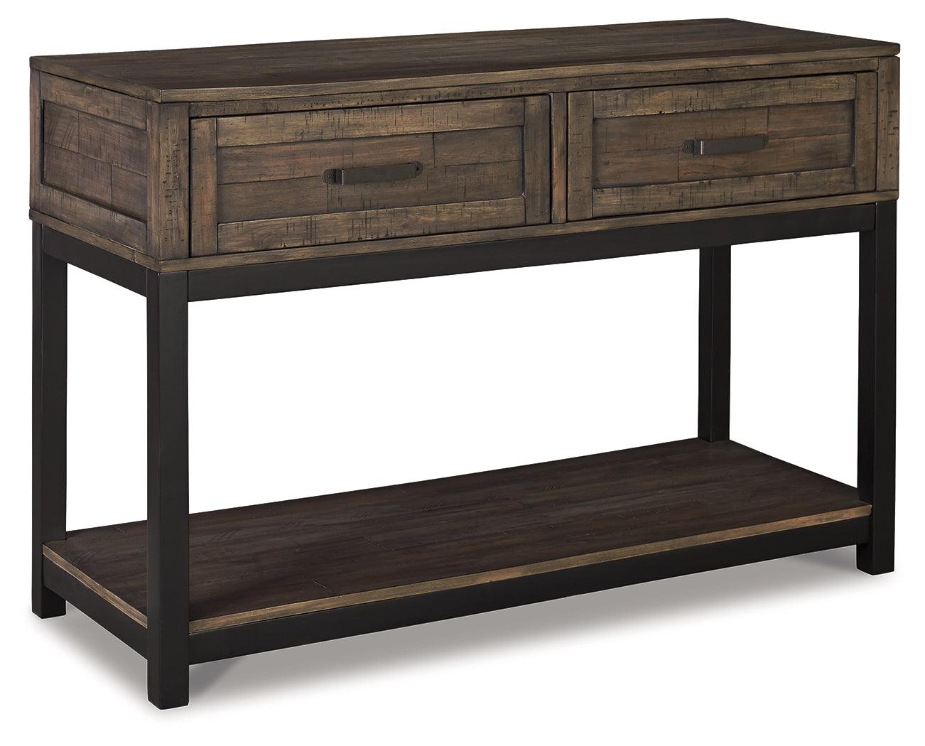 Johurst Sofa Console Table side angle showing drawers