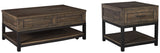 Johurst Grayish Brown Coffee Table with 1 End Table