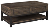 Coffee table back view showing lower shelf
