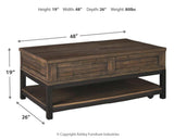 Johurst Coffee Table dimensional drawing