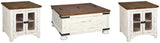 End table side view showing plank-effect style