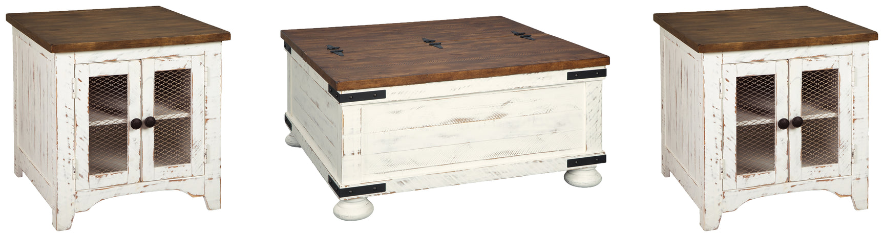 End table side view showing plank-effect style