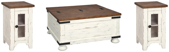 Wystfield end table front view with industrial hardware