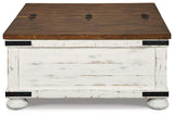 Top view showing dual-sided lift top