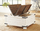 Close-up of distressed finish and plank effect