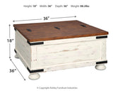 Dimension illustration of coffee table