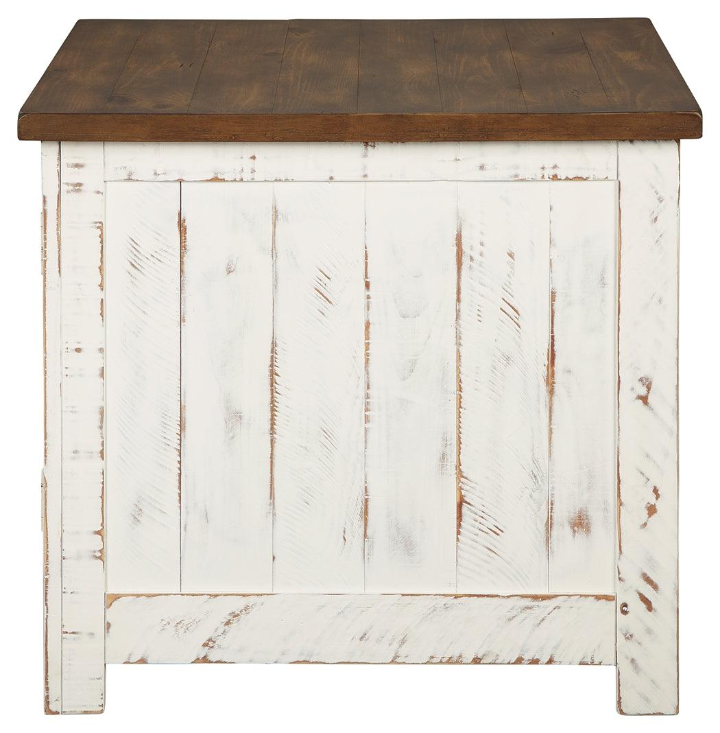 Wystfield End Table side profile showing two-tone finish
