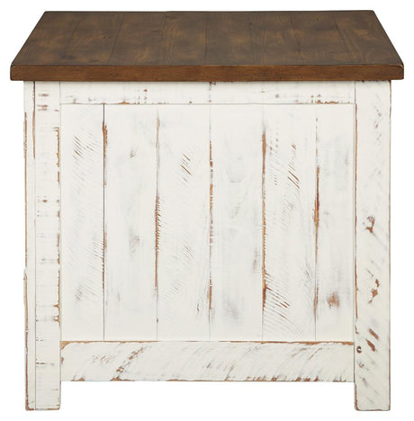 Wystfield End Table side profile showing two-tone finish