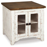Wystfield coffee table and end table set in distressed white and natural pine finish