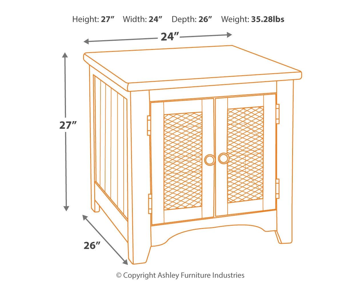 Wystfield End Table dimensional drawing diagram