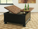 Valebeck coffee table lift top extended angle
