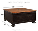 Valebeck coffee table dimensions diagram
