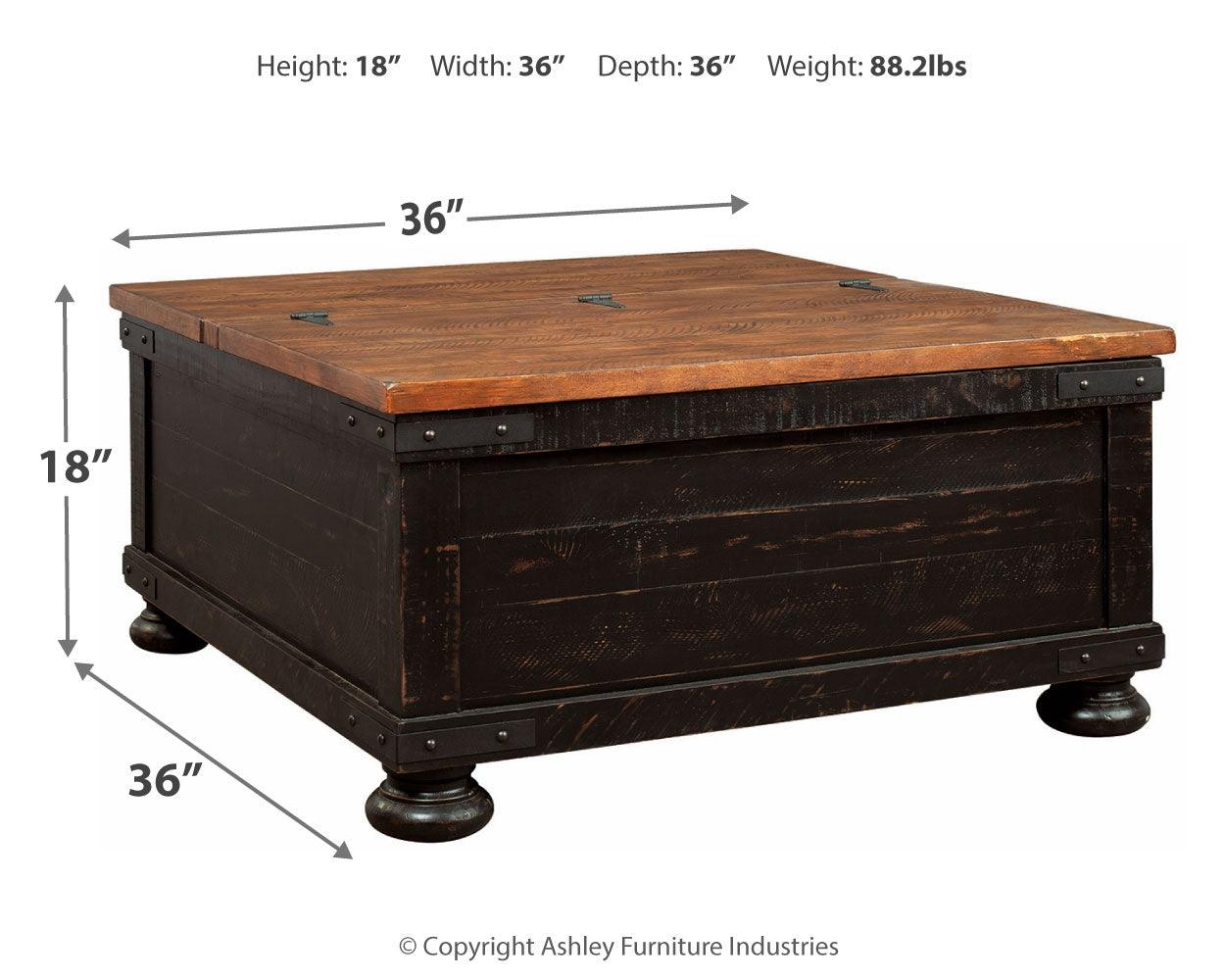 Valebeck coffee table dimensions diagram