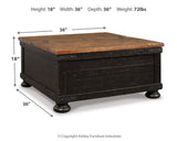 Valebeck two-tone coffee table and end table set, rustic farmhouse style