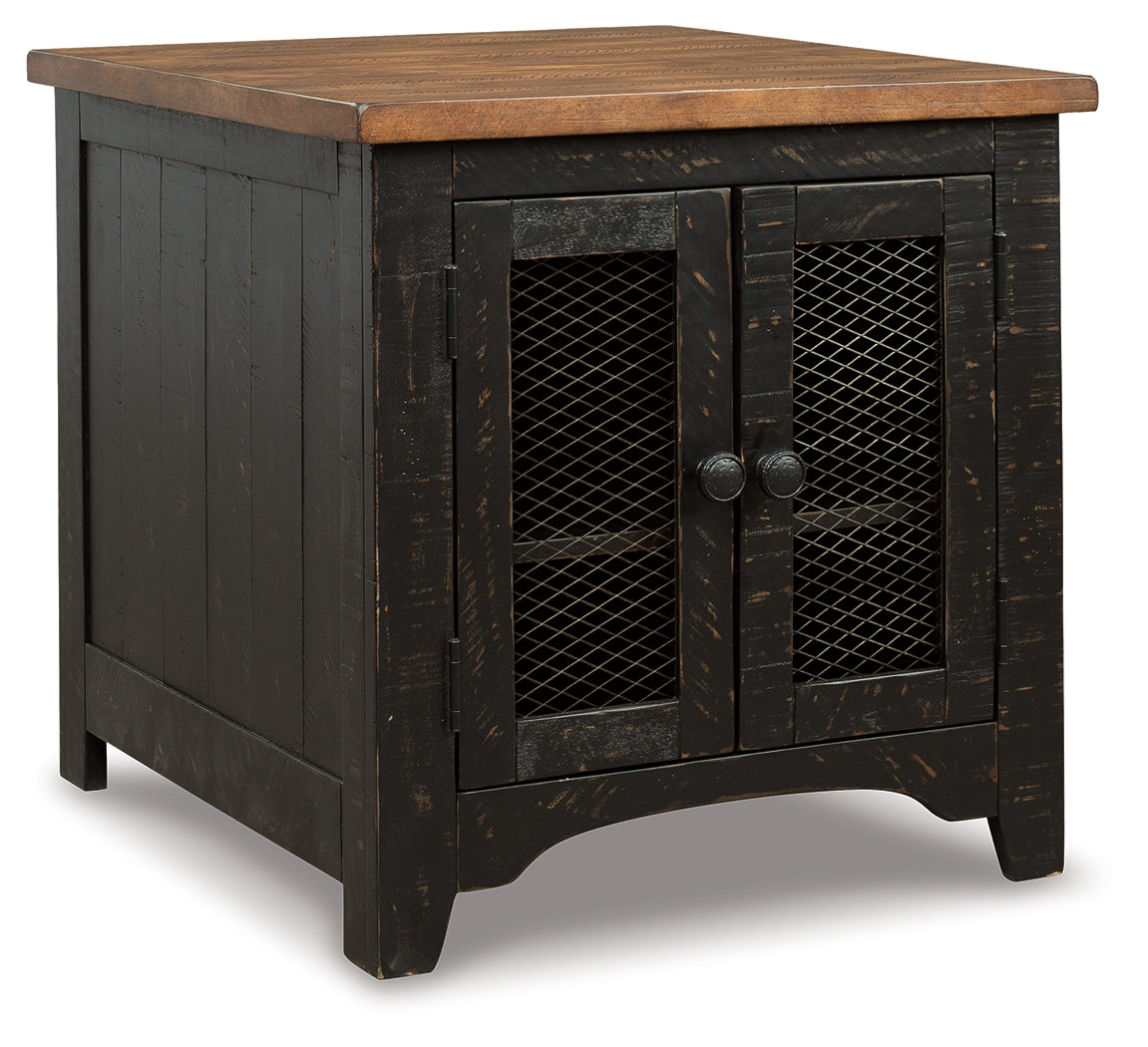 Valebeck two-tone coffee table and end table set, rustic farmhouse style