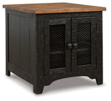 Valebeck black and brown coffee table and two end tables set