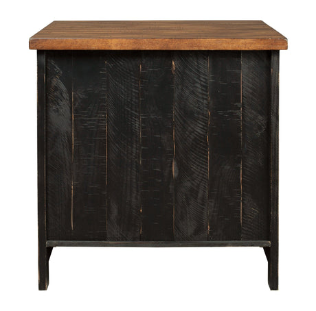 Valebeck end table rear view showing back panel