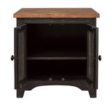 Valebeck end table top and drawer close-up