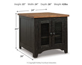 Valebeck two-tone coffee table and end table set, rustic farmhouse style