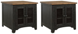 Close-up of Valebeck end table plank-effect finish