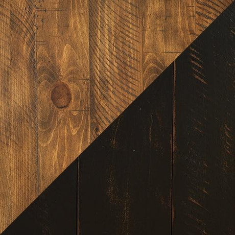 Close detail of Valebeck Chairside End Table distressed two-tone finish