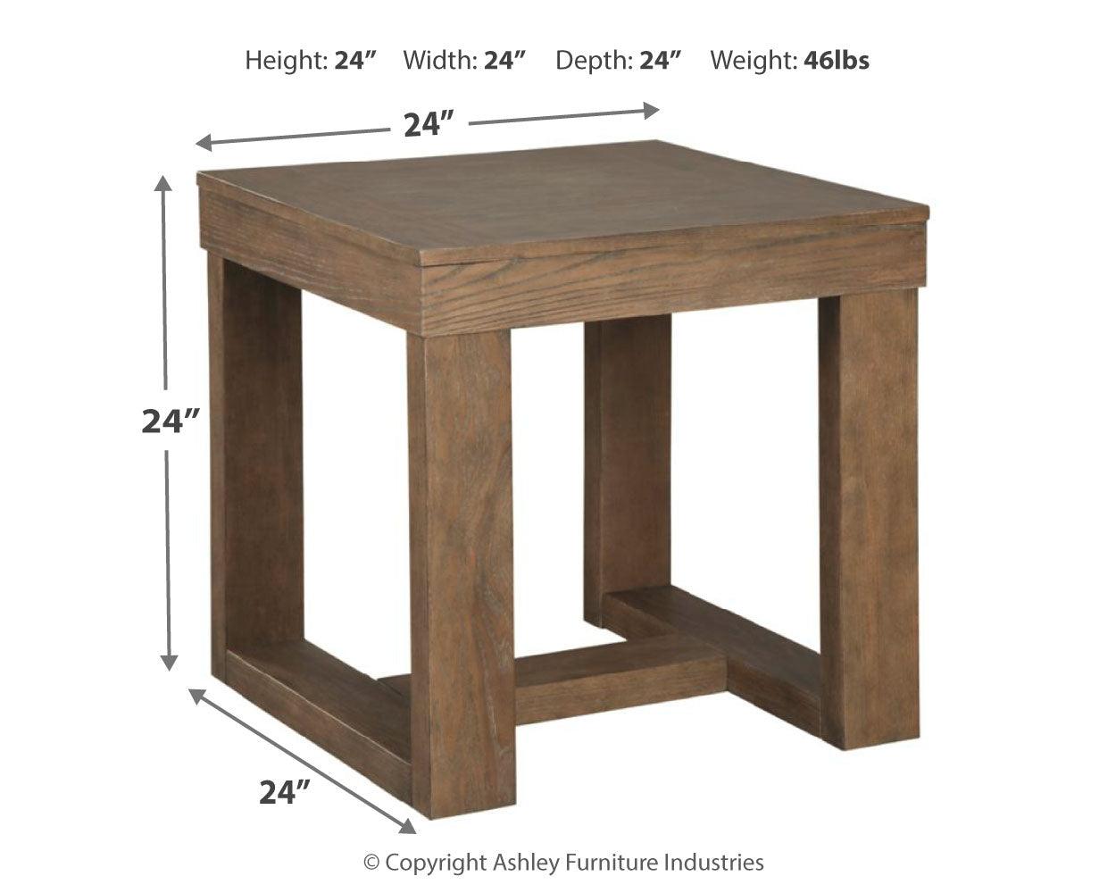 Cariton Gray End Table dimension diagram