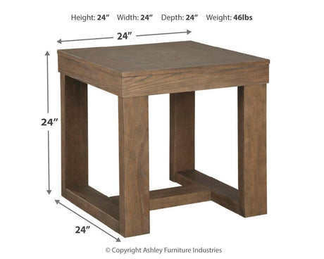 Cariton Gray End Table dimension diagram