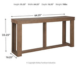 Cariton Gray sofa console table dimensional diagram
