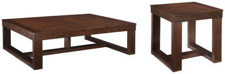 Side angle of Watson end table matching coffee table