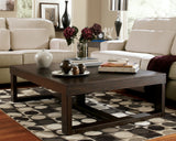 Watson dark brown coffee table with end tables top view