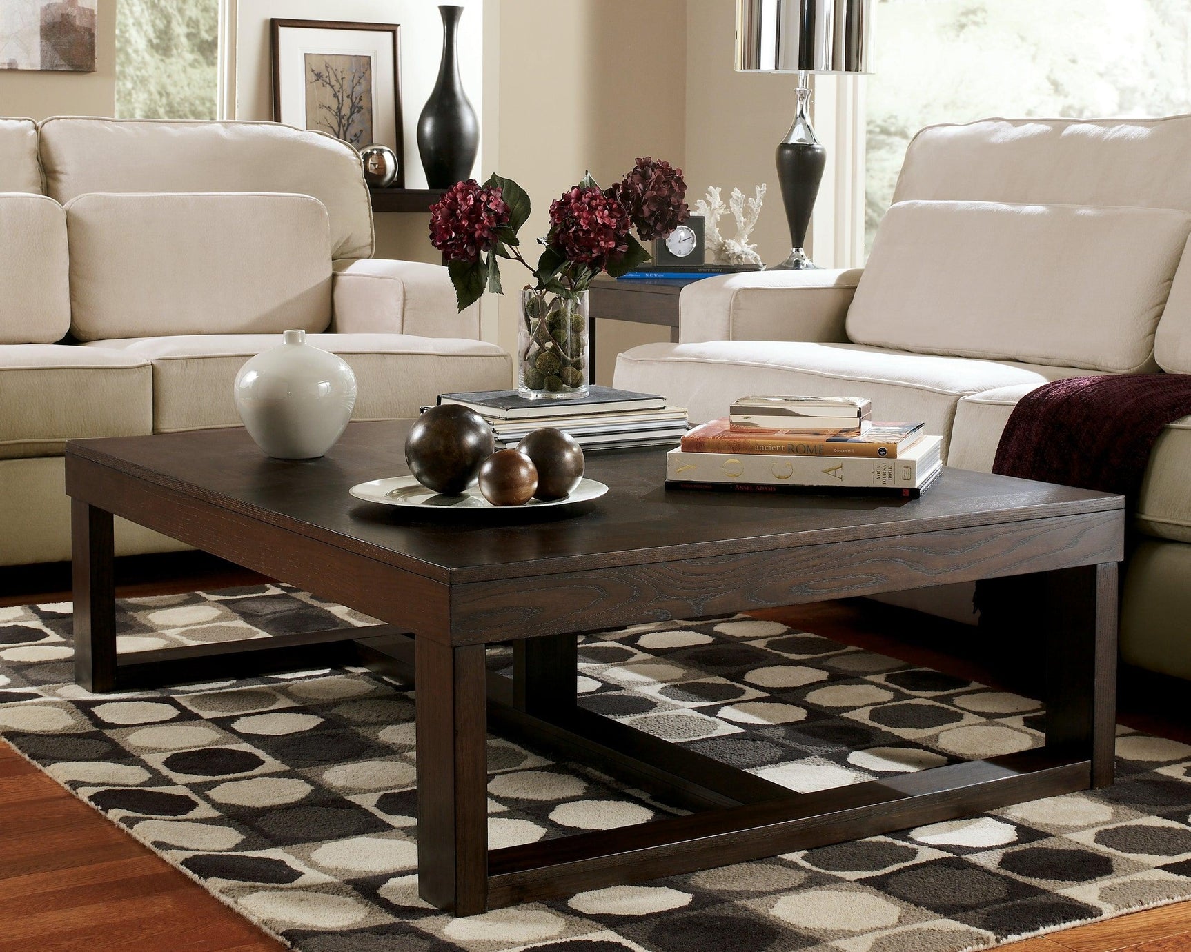 Watson Dark Brown Coffee Table side view showing rectangular top