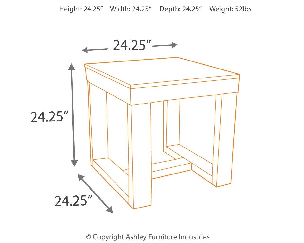 Watson Dark Brown End Table with tapered legs and lower shelf