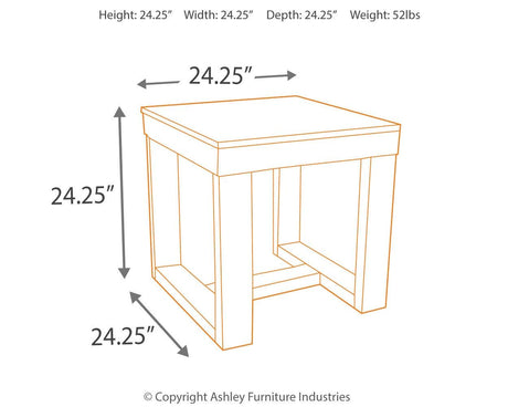 Watson Dark Brown End Table with tapered legs and lower shelf