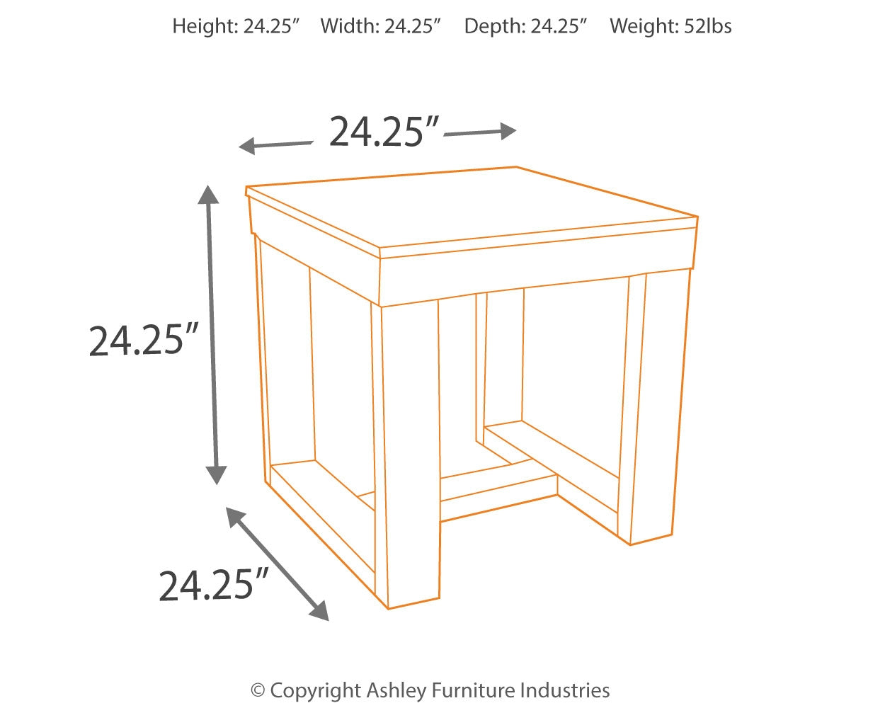 Dimension details of Watson 2 end tables