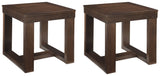 Side angle of Watson dark brown end table showing oil-rubbed finish