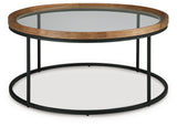 Close-up of Noraluna Coffee Table tempered glass and mango wood surface