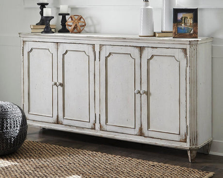 Mirimyn Antique White Accent Cabinet front angle