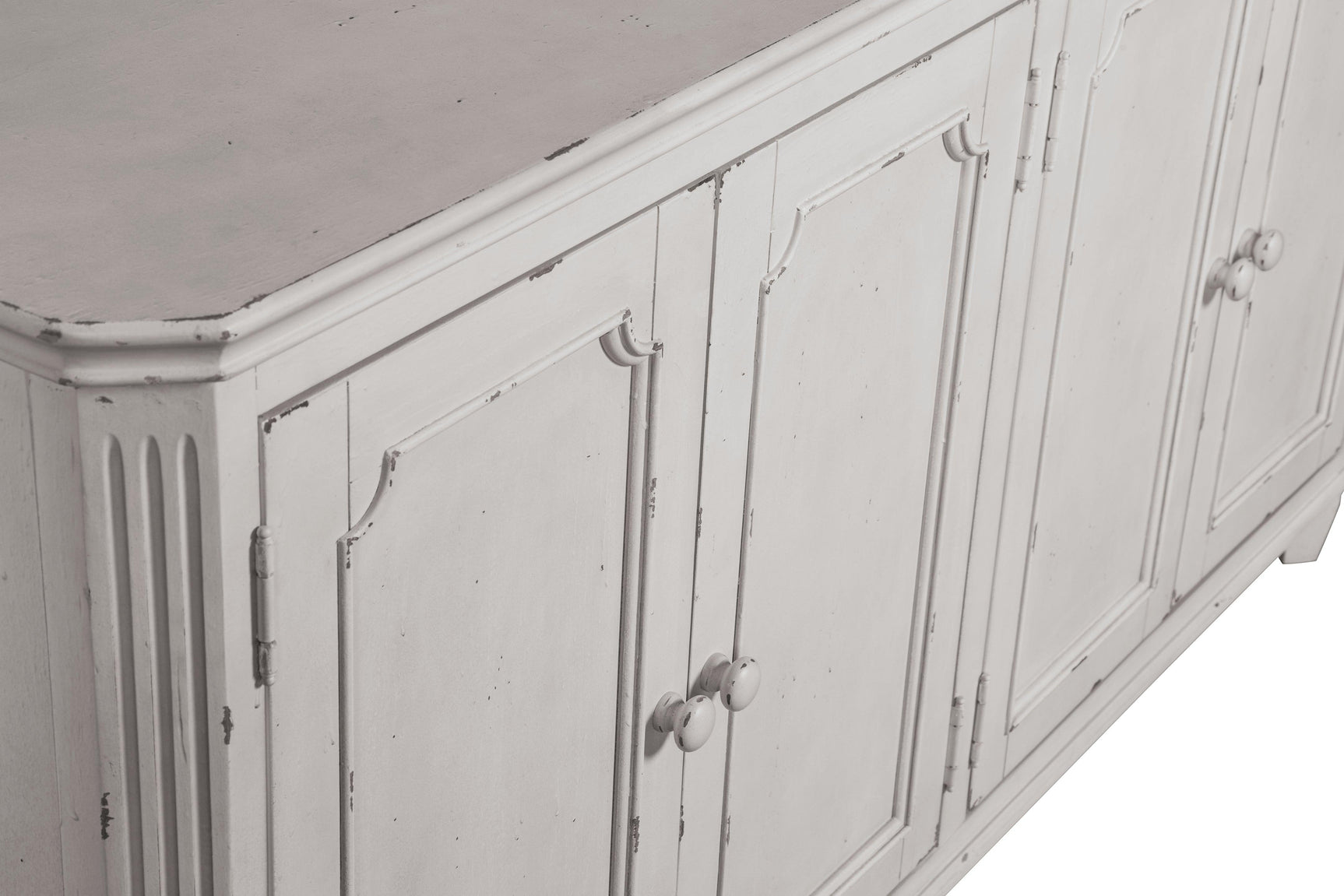 Detailed view of cabinet finish and fluted detail