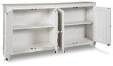Open Mirimyn Accent Cabinet showing adjustable shelves