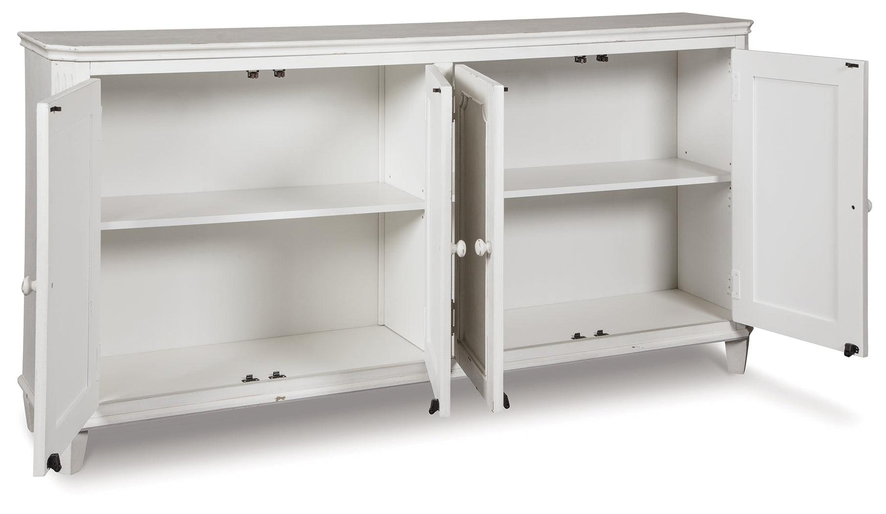 Open Mirimyn Accent Cabinet showing adjustable shelves