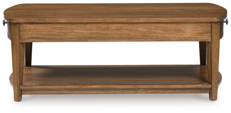 Side view of Burkbyer Brown Coffee Table