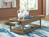 Open drawer of Burkbyer Coffee Table showing interior