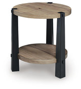 Ridgester Light Brown/Black End Table angled view