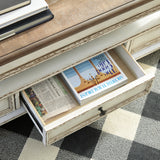 Realyn White and Brown Coffee Table and End Table