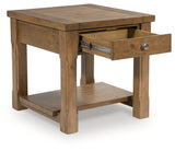 Vandenmore end table drawer open showing interior