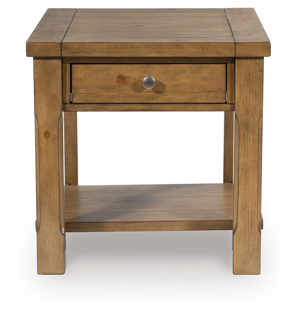 Vandenmore end table head-on view highlighting finish