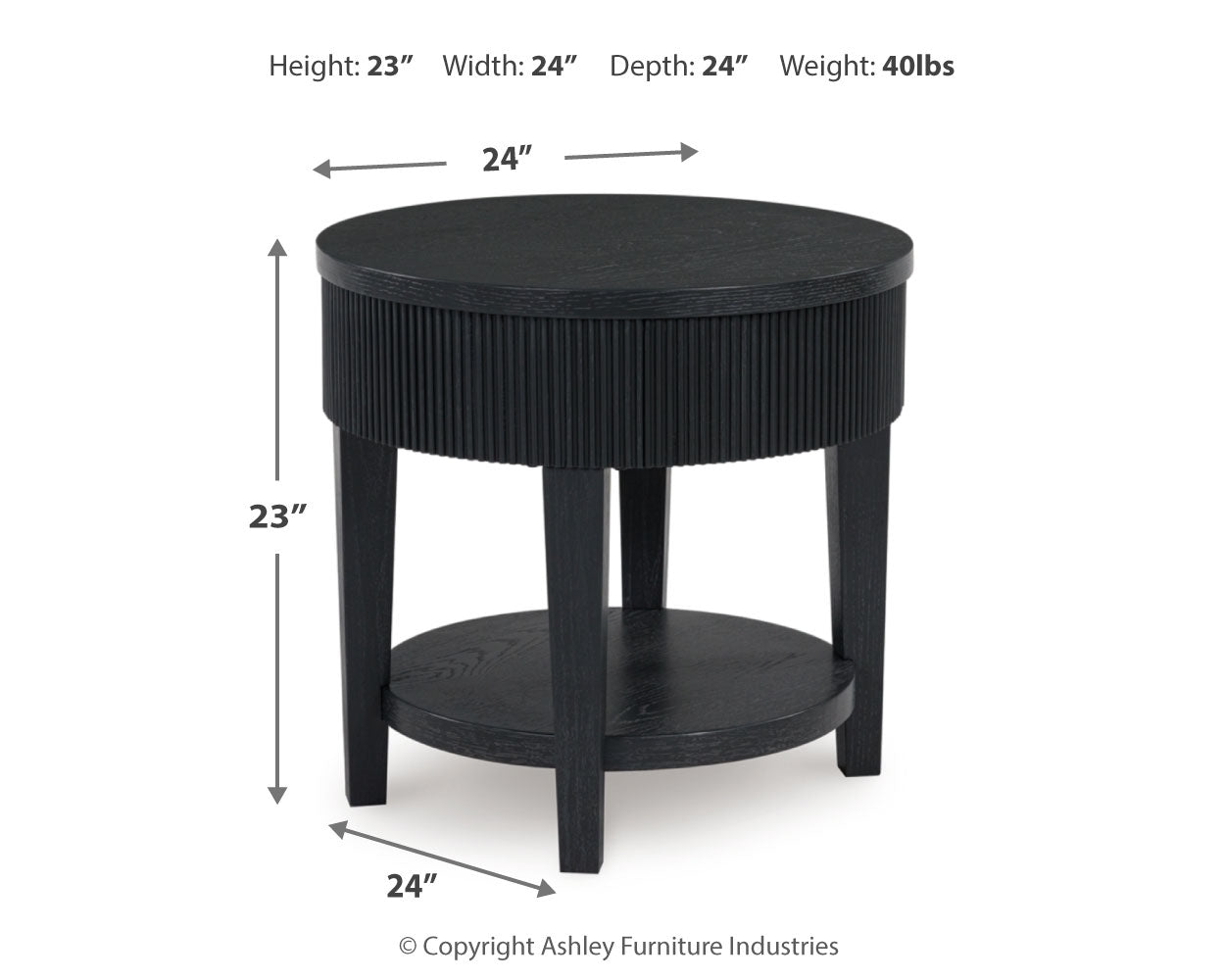 Marstream end table side view with drawer open