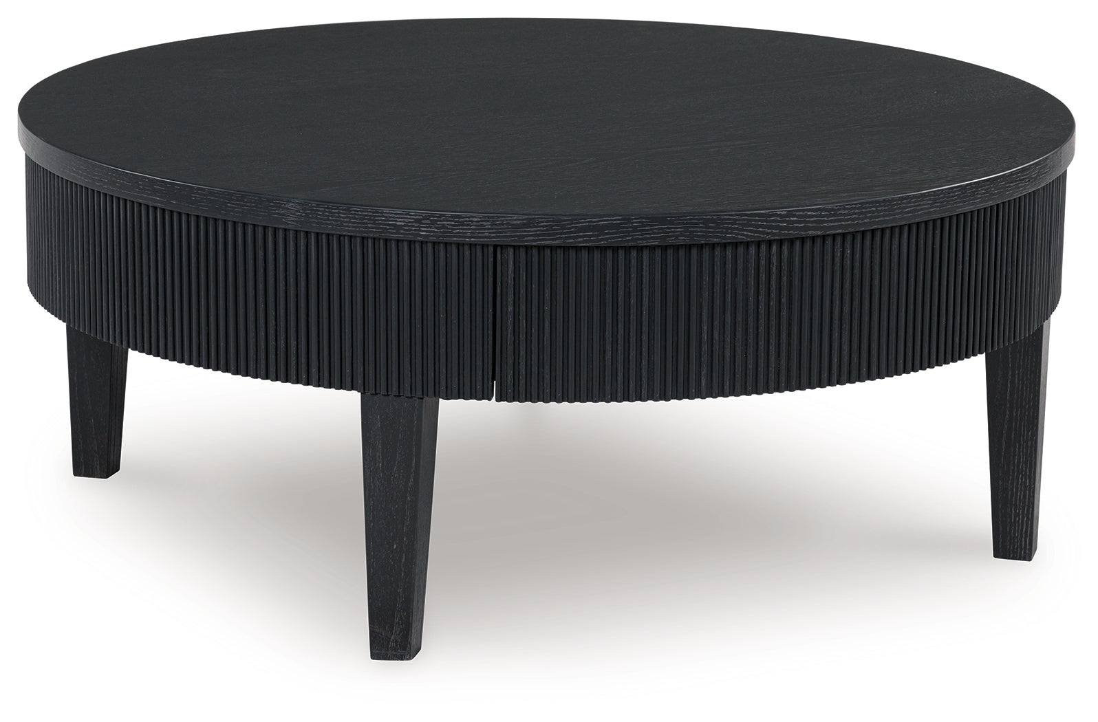Marstream black coffee table with end table in living room setting